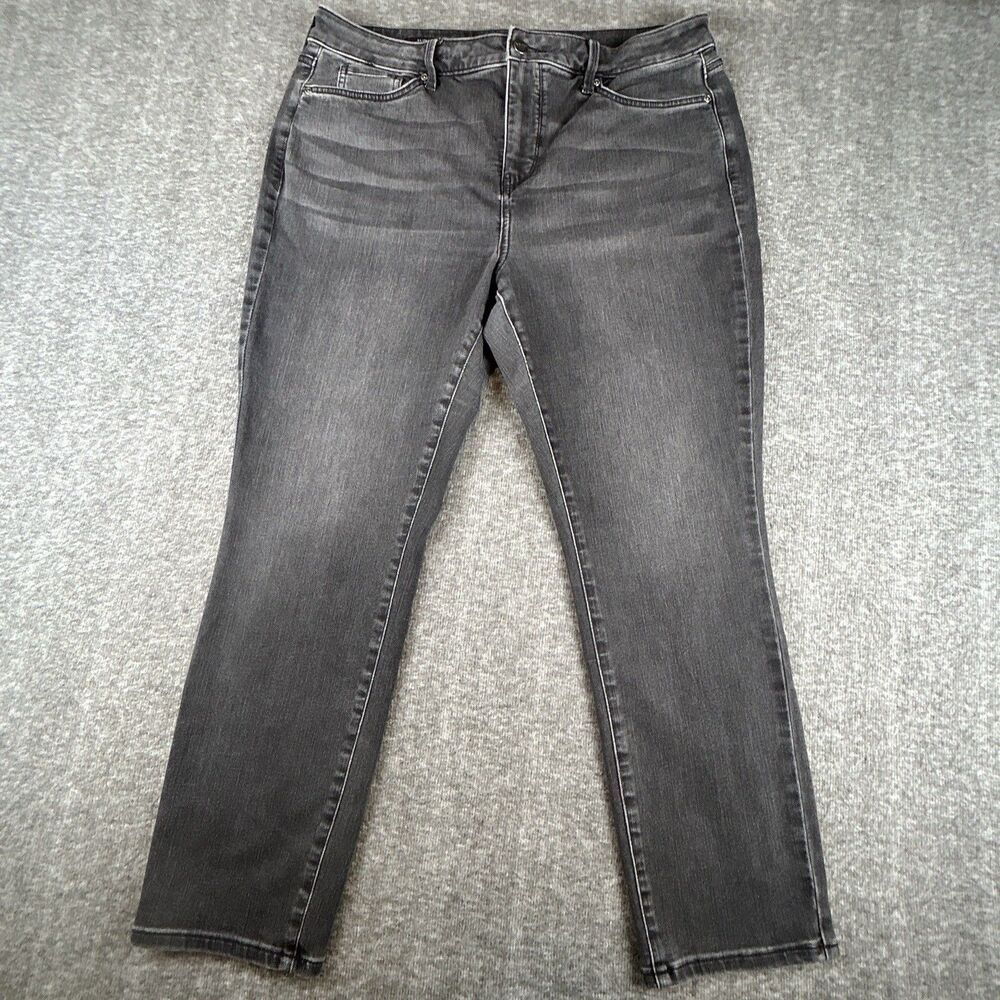 NYDJ Alina Legging Jeans Womens Size 14 34x27 Black Stretch Lift Tuck Mid-Rise